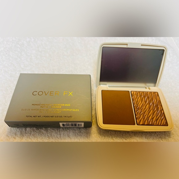 NEW COVER FX-MONOCHROMATIC BRONZER DUO-MATTE & SHIMMER-SUNKISSED BRONZE-0.51 OZ - Picture 1 of 9